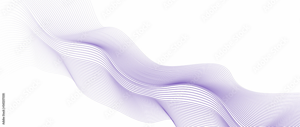 Fototapeta premium Wave line background with smooth shape. Beautiful wavy line on a white background. Horizontal banner template. Abstract futuristic template. Chrome technological wallpaper.