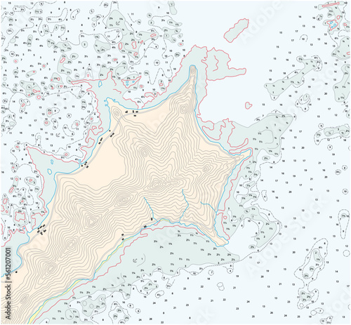 fictional detailed vector Nautical chart of an ocean