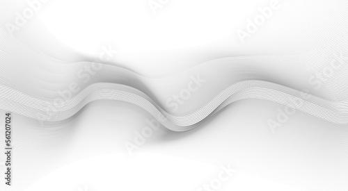 Wave line background with smooth shape. Beautiful wavy line on a white background. Horizontal banner template. Abstract futuristic template. Chrome technological wallpaper. © Lesia