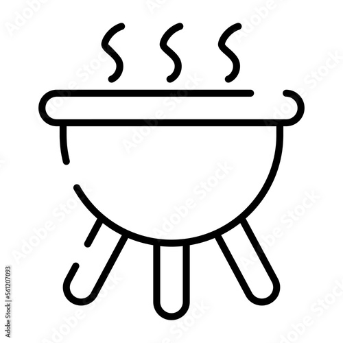 An icon of barbecue grill, outdoor barbecue cookware vector