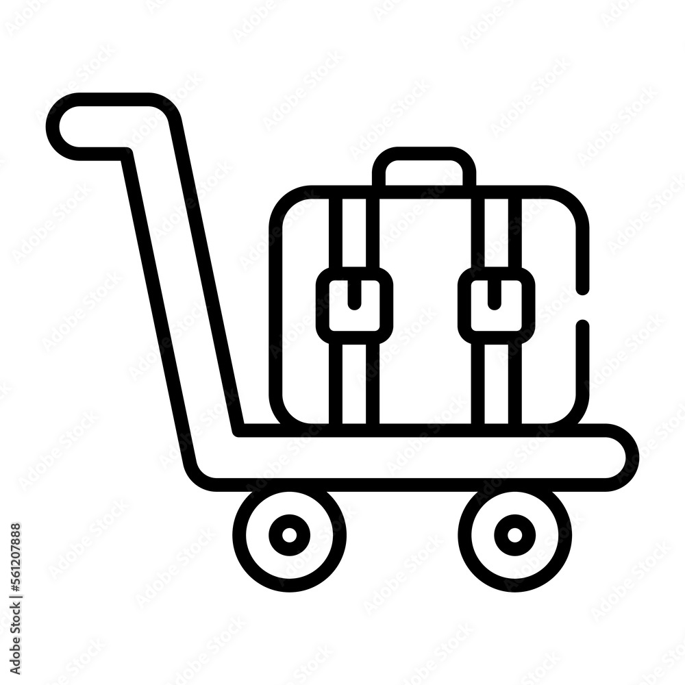 Beautiful icon of luggage cart, luggage trolley vector