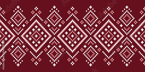 Red Cross stitch colorful geometric traditional ethnic pattern Ikat seamless pattern abstract design for fabric print cloth dress carpet curtains and sarong Aztec African Indian Indonesian 