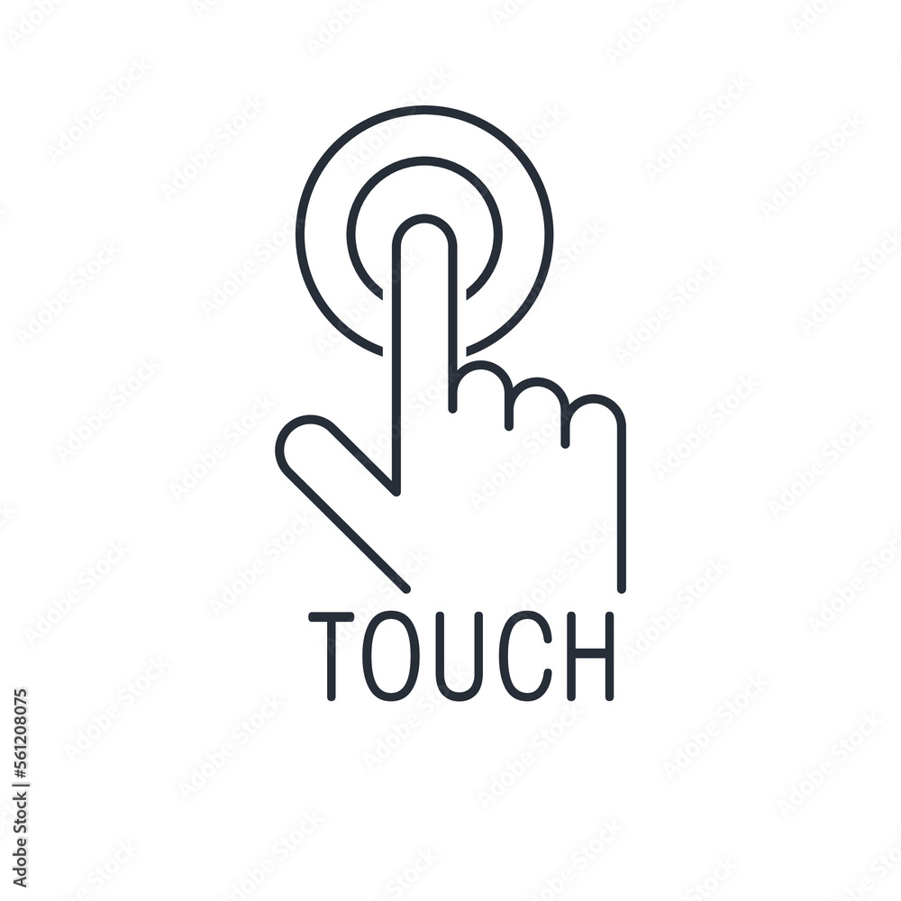 Hand, touch. Vector linear icon isolated on white background. Hand, touch. Vector linear icon isolated on white background.