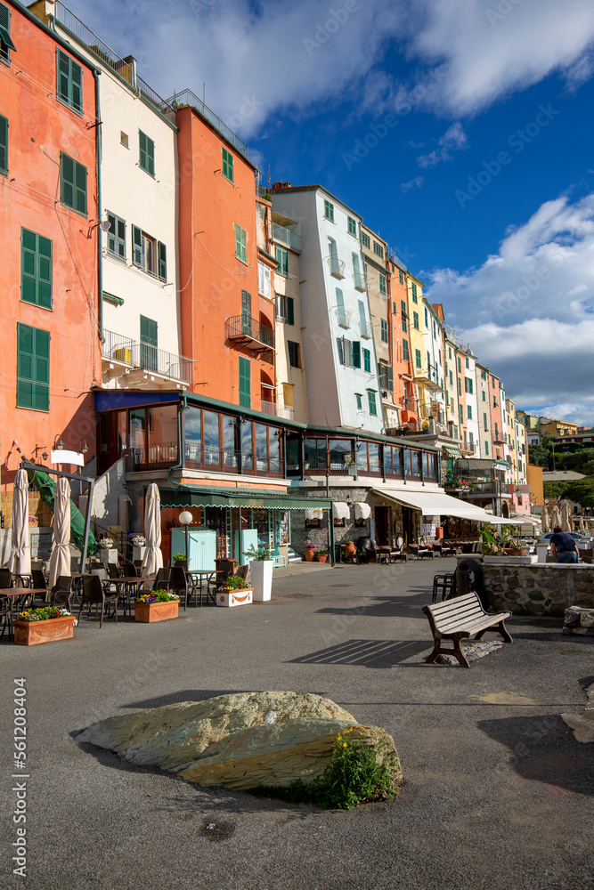 View on typical colorful houses, Riviera di Levante, Porto Venere, Italy