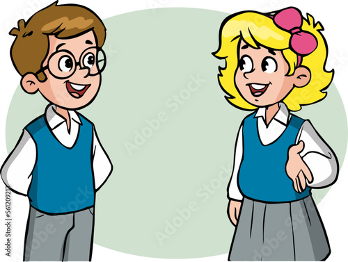 standing speaking students cartoon vector