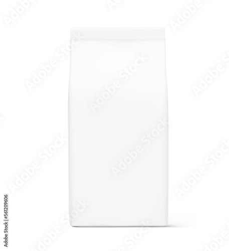 Realistic food bag mockup. Front view. Vector illustration isolated on white background. Can be use for template your design, presentation, promo, ad. EPS 10.