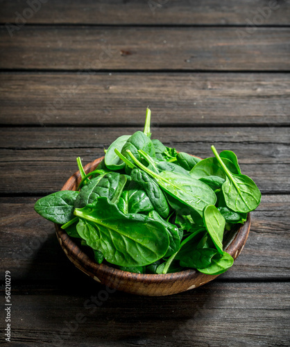 Fresh spinach in the bowl.