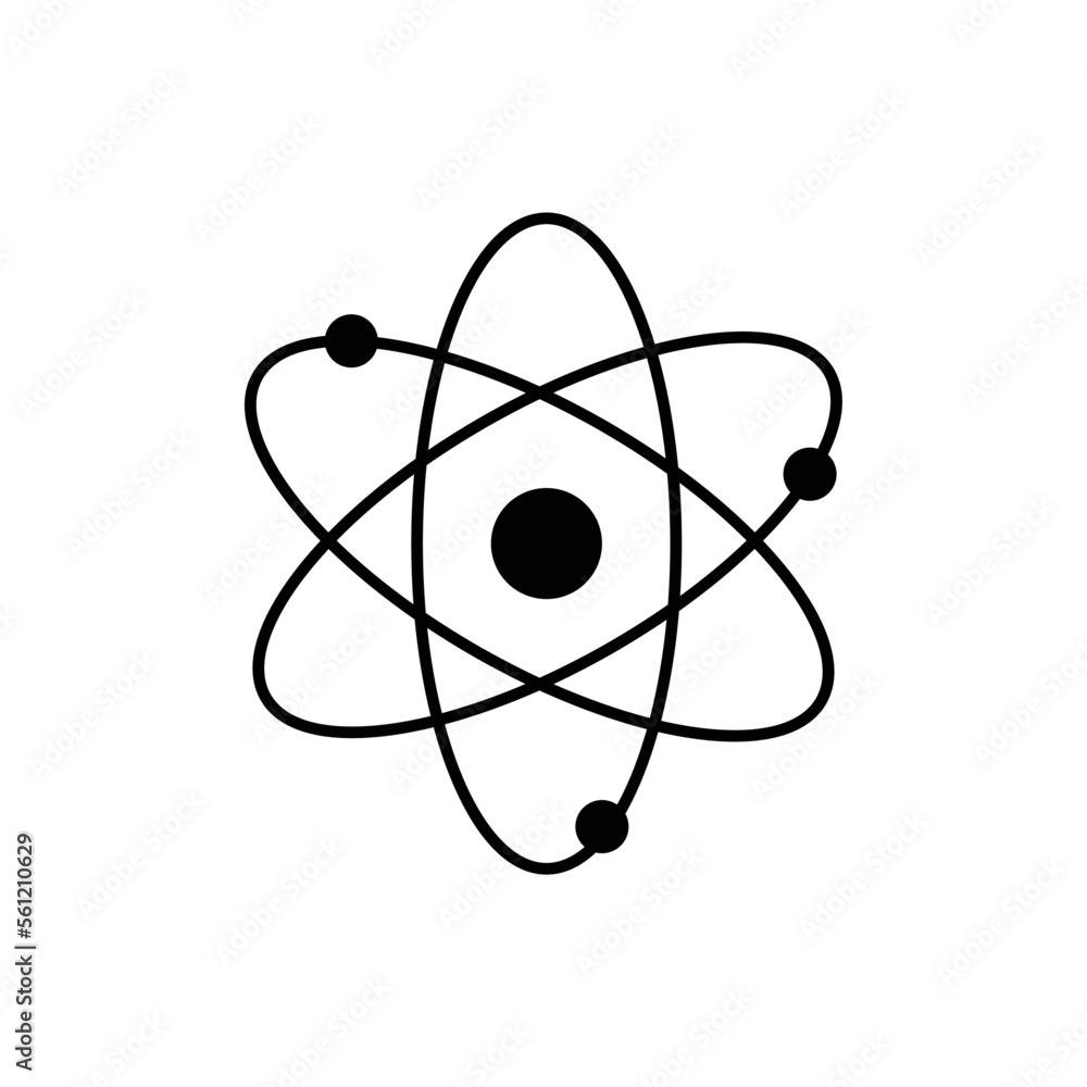 Atom simple symbol icon vector. Science logo symbol. Atom simple symbol icon vector. Science logo symbol.