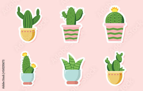 Set of Succulent and Cactus Sticker Design