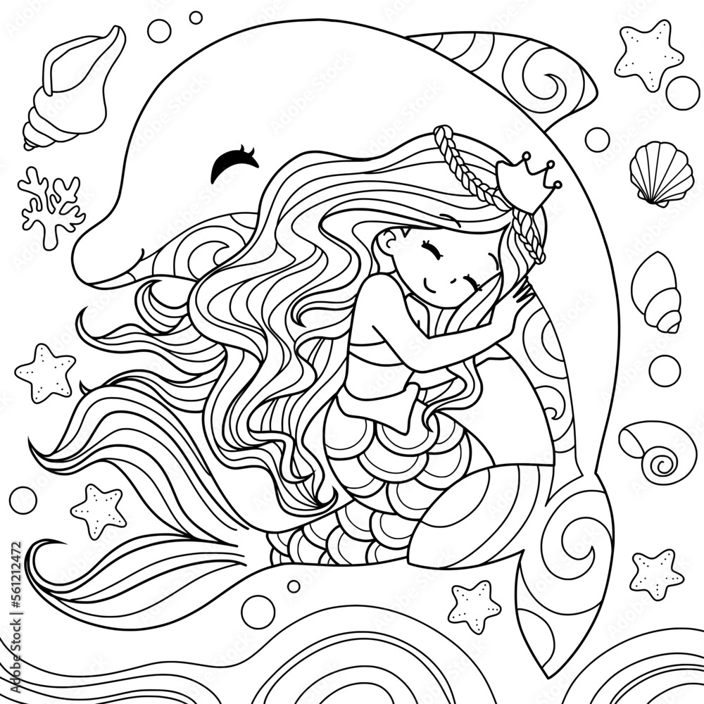 Cartoon Mermaid Coloring Pages