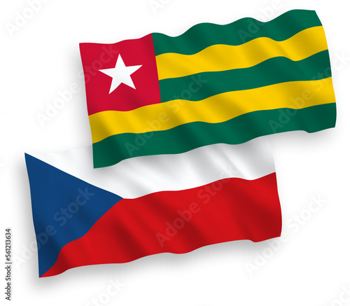 Flags of Czech Republic and Togolese Republic on a white background