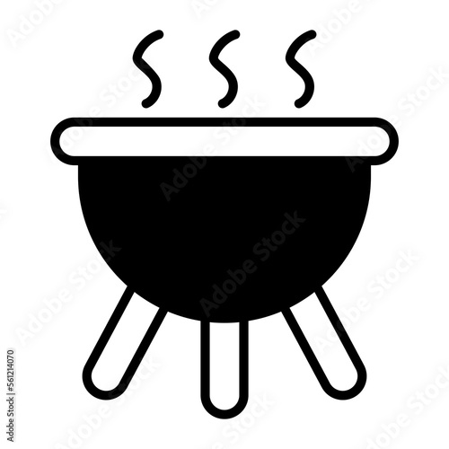 An icon of barbecue grill, outdoor barbecue cookware vector