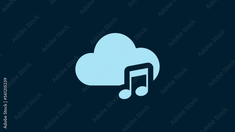 White Music streaming service icon isolated on blue background. Sound cloud computing, online media streaming, online song, audio wave. 4K Video motion graphic animation White Music streaming service icon isolated on blue background. Sound cloud computing, online media streaming, online song, audio wave. 4K Video motion graphic animation