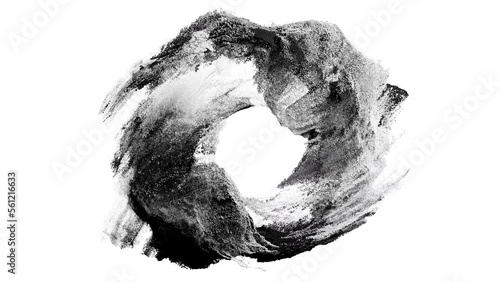 Abstract particles zen circle fluid motion loop on white background. Cg animation. photo