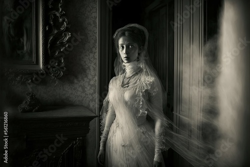 Ghost of a Victorian Woman. Generative AI, non-existent person.	 photo