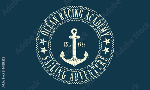 Ocean racing Academy T-shirt graphic print nautical marine theme the ocean spirit serigraphy stencil cool vector design  For Tee Shirt, Sweatshirt