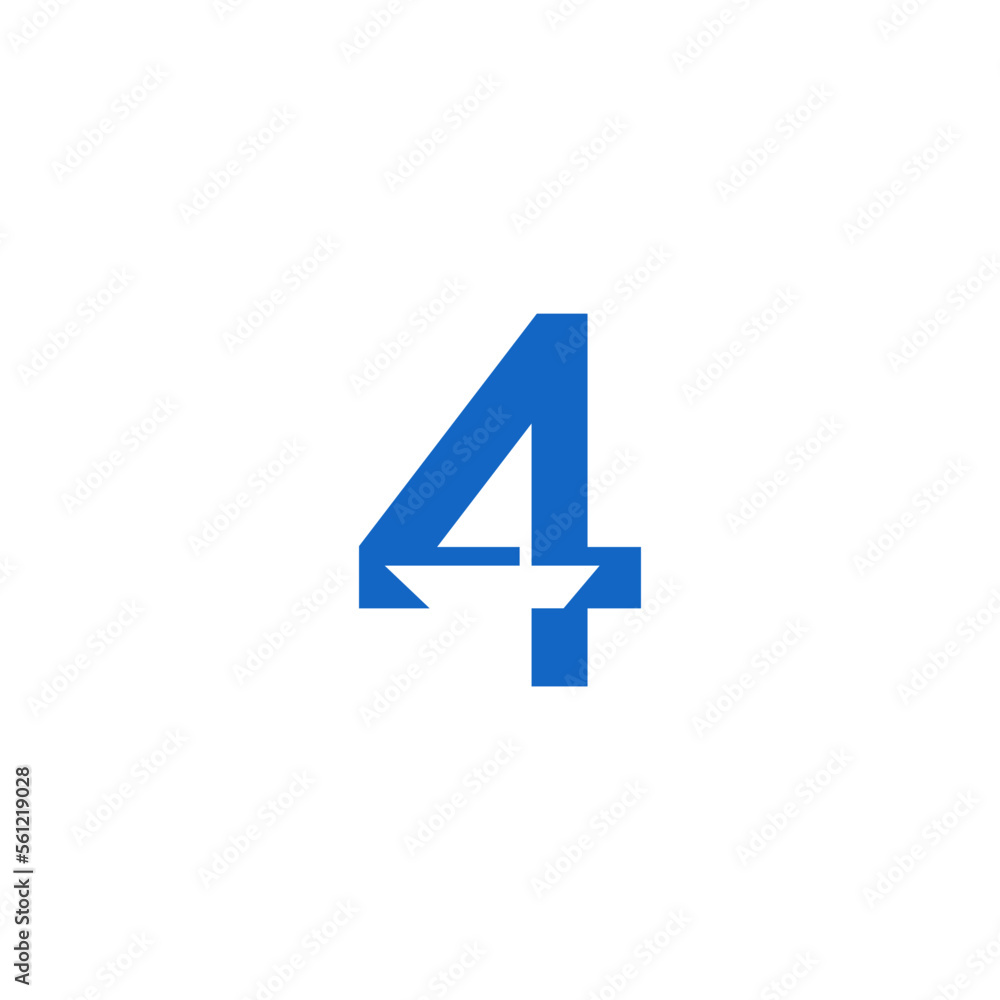 Fototapeta premium Number 4 combination with a sailboat, negative space. Logo design.