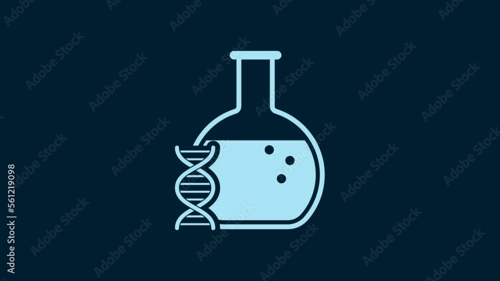 White DNA research, search icon isolated on blue background. Genetic engineering, genetics testing, cloning, paternity testing. 4K Video motion graphic animation White DNA research, search icon isolated on blue background. Genetic engineering, genetics testing, cloning, paternity testing. 4K Video motion graphic animation