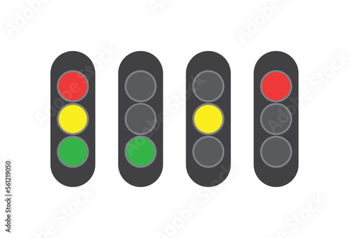 Traffic lights vector set isolated. Road equipment lights.
