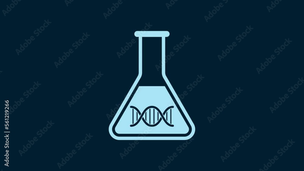 White DNA research, search icon isolated on blue background. Genetic engineering, genetics testing, cloning, paternity testing. 4K Video motion graphic animation White DNA research, search icon isolated on blue background. Genetic engineering, genetics testing, cloning, paternity testing. 4K Video motion graphic animation