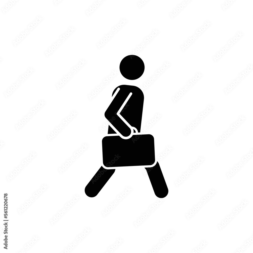 Character walking holding briefcase icon symbol vector. Character walking holding briefcase icon symbol vector.