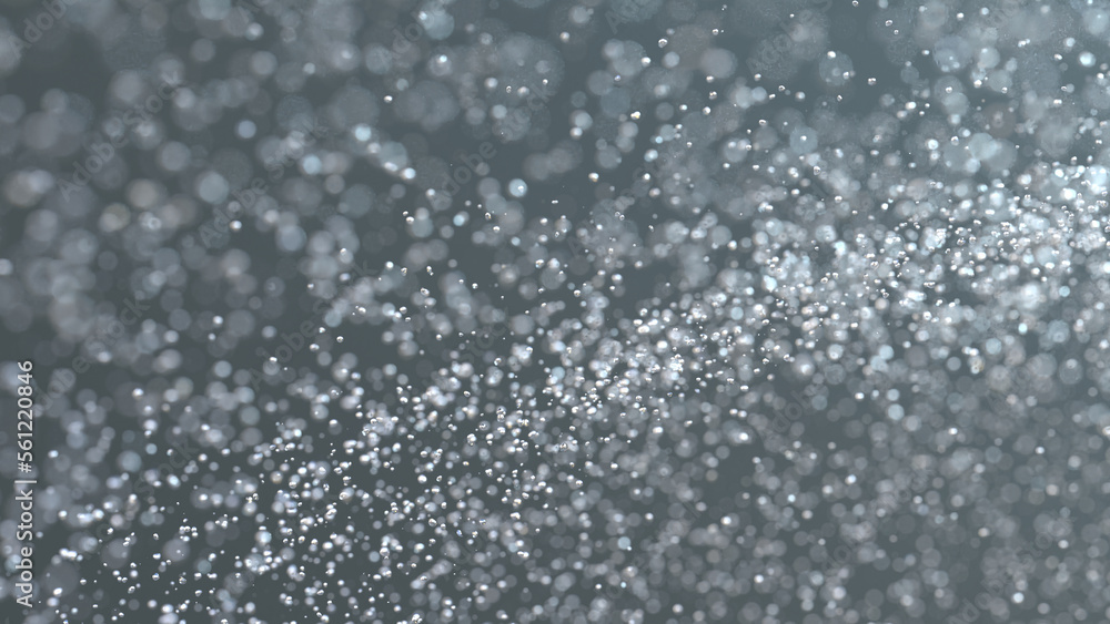 3D rendering of burst of crystal clear particles resembling splash of water droplets