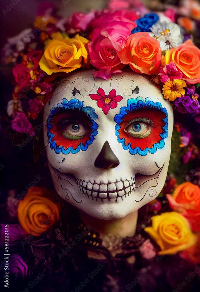 Sugar skull decoration for mexican day of the dead celebration (Generative AI) Sugar skull decoration for mexican day of the dead celebration (Generative AI)