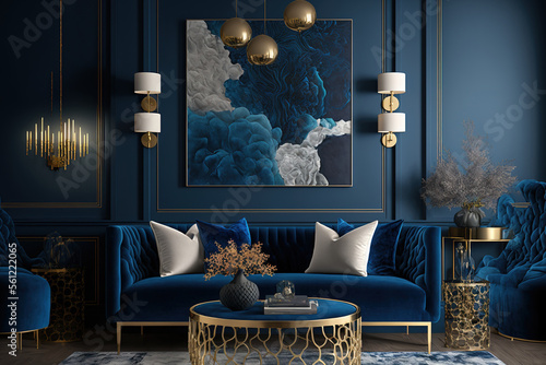 2020 interior design trends for the color blue,. Generative AI