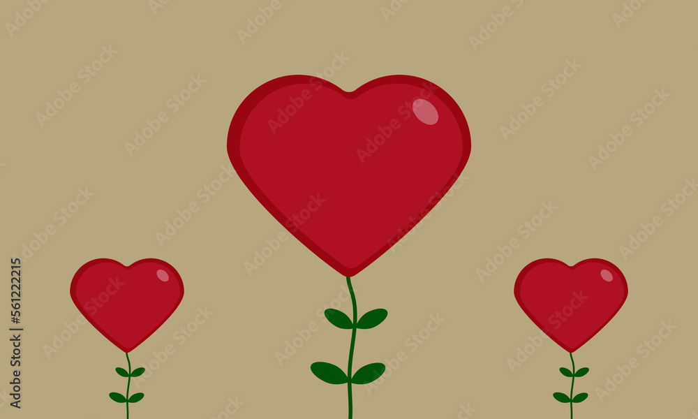 Postcard Happy Valentine's Day, Plants with hearts, vector.
Plants with hearts against a background of colored cardboard.