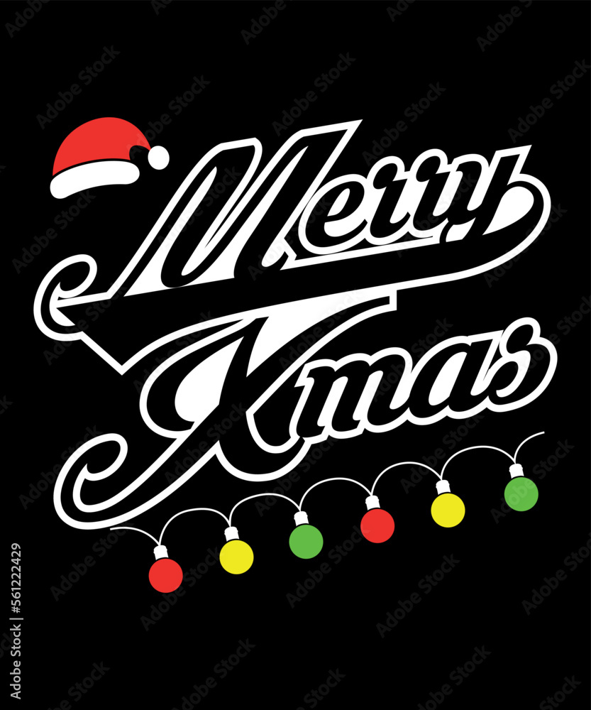 Merry Xmas.Merry Christmas shirts Print Template, Xmas Ugly Snow Santa Clouse New Year Holiday Candy Santa Hat vector illustration for Christmas hand lettered