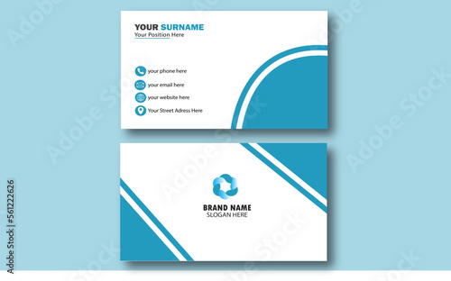 Corporate Modern Simple Business Card Layout with Cyan and white