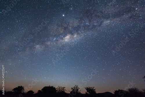 Image of the milky way galaxy spanning across the night sky in Namibia
