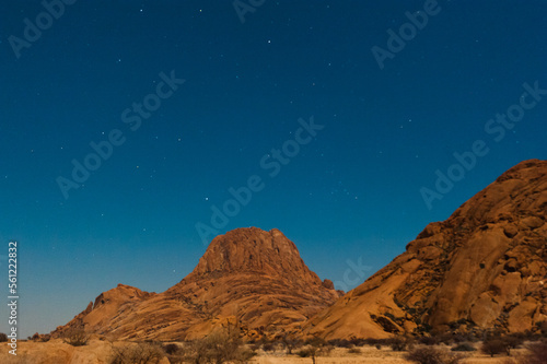 Night shot in the Namibian Desert showing the stars coming out. © Goldilock Project