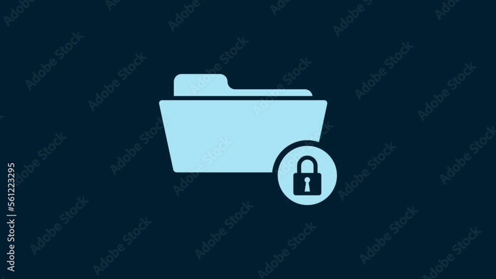 White Folder and lock icon isolated on blue background. Closed folder and padlock. Security, safety, protection concept. 4K Video motion graphic animation White Folder and lock icon isolated on blue background. Closed folder and padlock. Security, safety, protection concept. 4K Video motion graphic animation