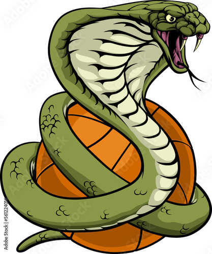 A cobra snake basketball ball team cartoon animal sports mascot
