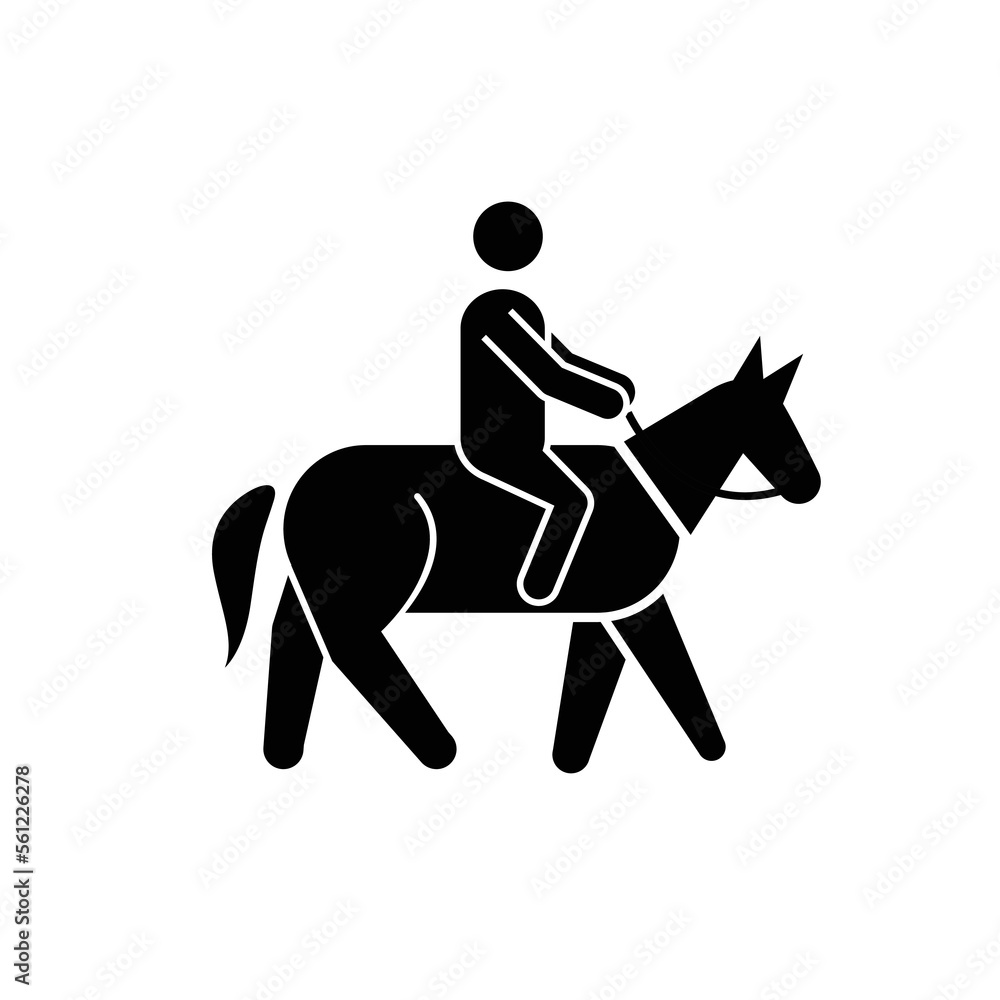 Man riding a horse simple icon vector symbol. Horseback ride logo vector pictogram. Equestrian center logo symbol. Man riding a horse simple icon vector symbol. Horseback ride logo vector pictogram. Equestrian center logo symbol.