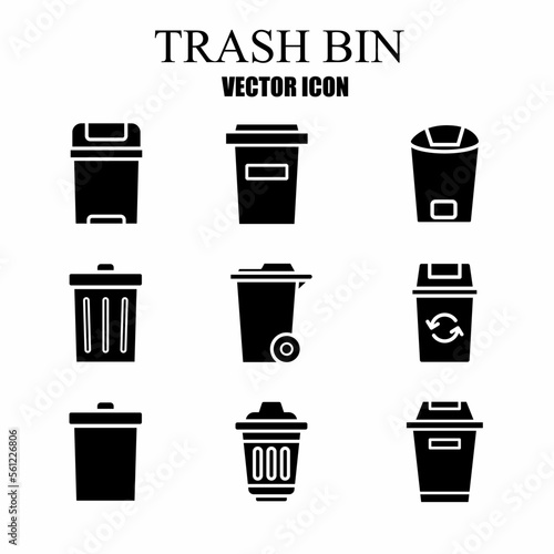 Trash bin. Trash icon. Stock vector illustration.