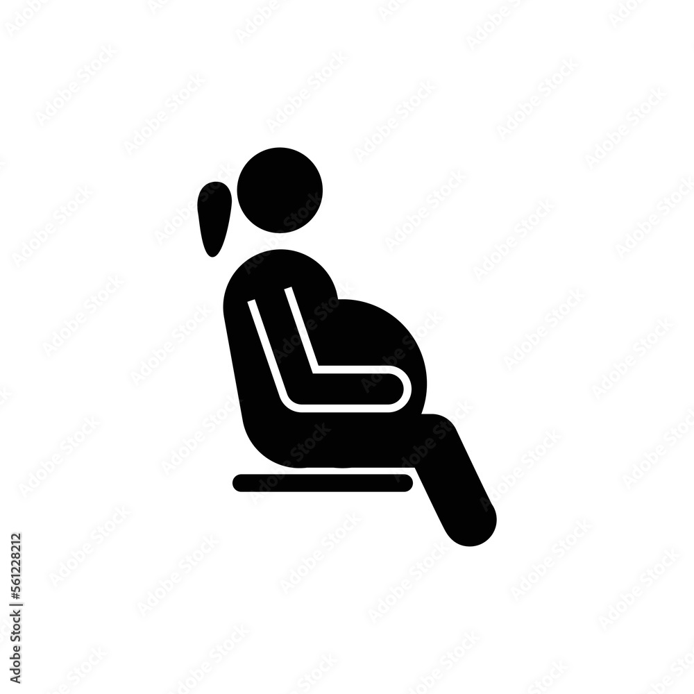 Pregnant woman sitting icon vector symbol.Public transportation pictogram for priority seats. Please offer your seat to pregnant women concept sign. Pregnant woman sitting icon vector symbol.Public transportation pictogram for priority seats. Please offer your seat to pregnant women concept sign.