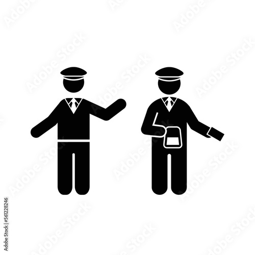 Public transportation ticket inspector icon set vector pictogram. 
