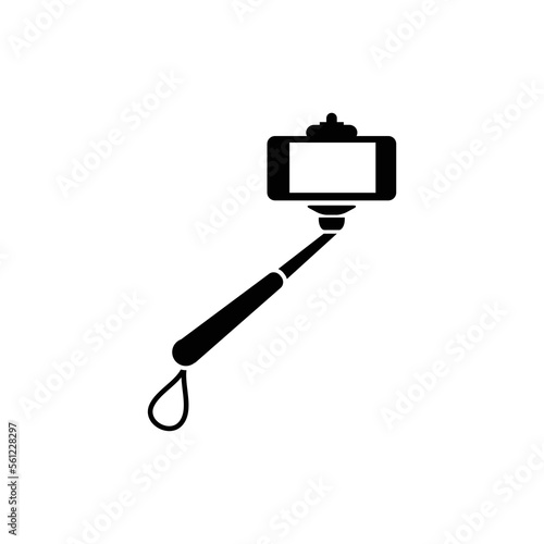 Selfie stick with wrist strap icon vector symbol.