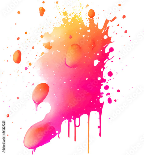 Pink and Oranfe Gradient Watercolor Paint Splash Isolated photo