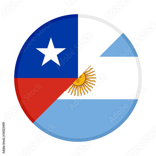 round icon with chile and argentina flags. vector illustration isolated on white background