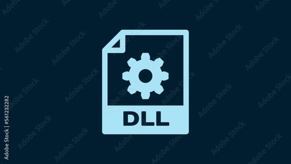 White DLL file document. Download dll button icon isolated on blue background. DLL file symbol. 4K Video motion graphic animation White DLL file document. Download dll button icon isolated on blue background. DLL file symbol. 4K Video motion graphic animation
