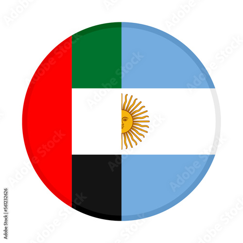 round icon with united arab emirates and argentina flags. vector illustration isolated on white background