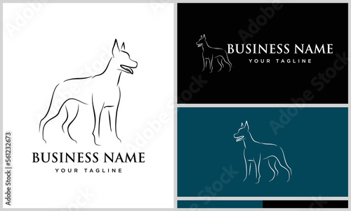 line art dog logo template