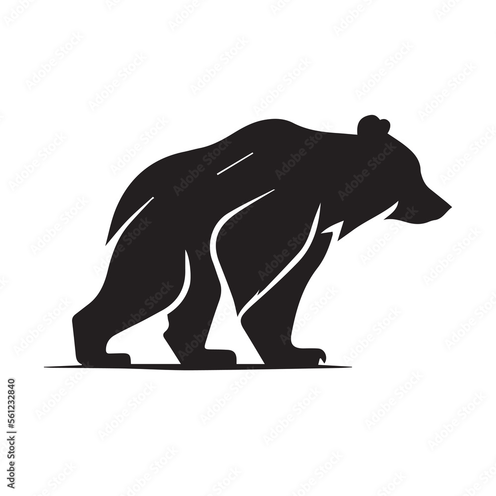 Fototapeta premium Bear icon logo. Minimal modern black and white vector illustration. Clean company logo. Isolated simple silhouette of zoo animal. Wild mammal. Logotype for business. Brand identity. Hipster mascot.