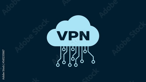White Cloud VPN interface icon isolated on blue background. Software integration. 4K Video motion graphic animation