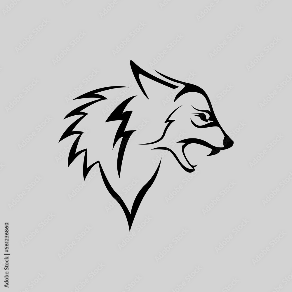 Obraz premium line art wolf logo design