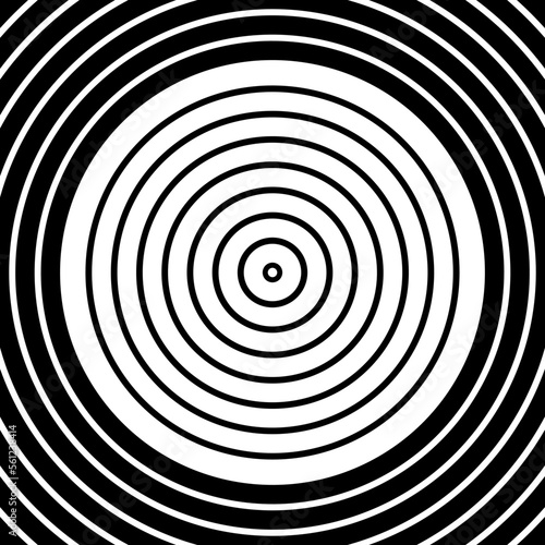 Circle Lines Pattern. Abstract Geometric Black and White Background.