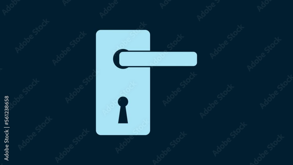White Door handle icon isolated on blue background. Door lock sign. 4K Video motion graphic animation White Door handle icon isolated on blue background. Door lock sign. 4K Video motion graphic animation
